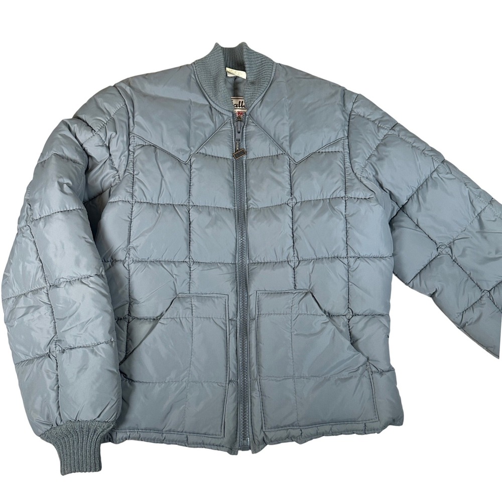 Walls Vintage Western Yoke 80s Puffer Jacket Gray Mens‎ Medium Tall USA